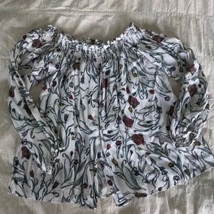 *Nicole Miller White Floral Off Shoulder Top